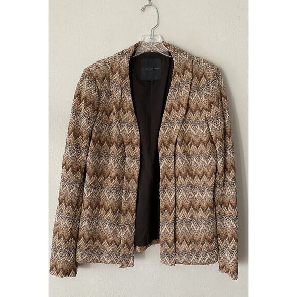 Classiques Entier Women’s Size Large Textured Lined Blazer Zig Zag Print Career - Picture 1 of 6